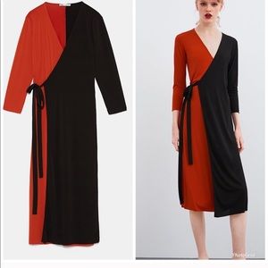 Zara Color Block Wrap Dress